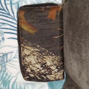 Camo zip around wallet
